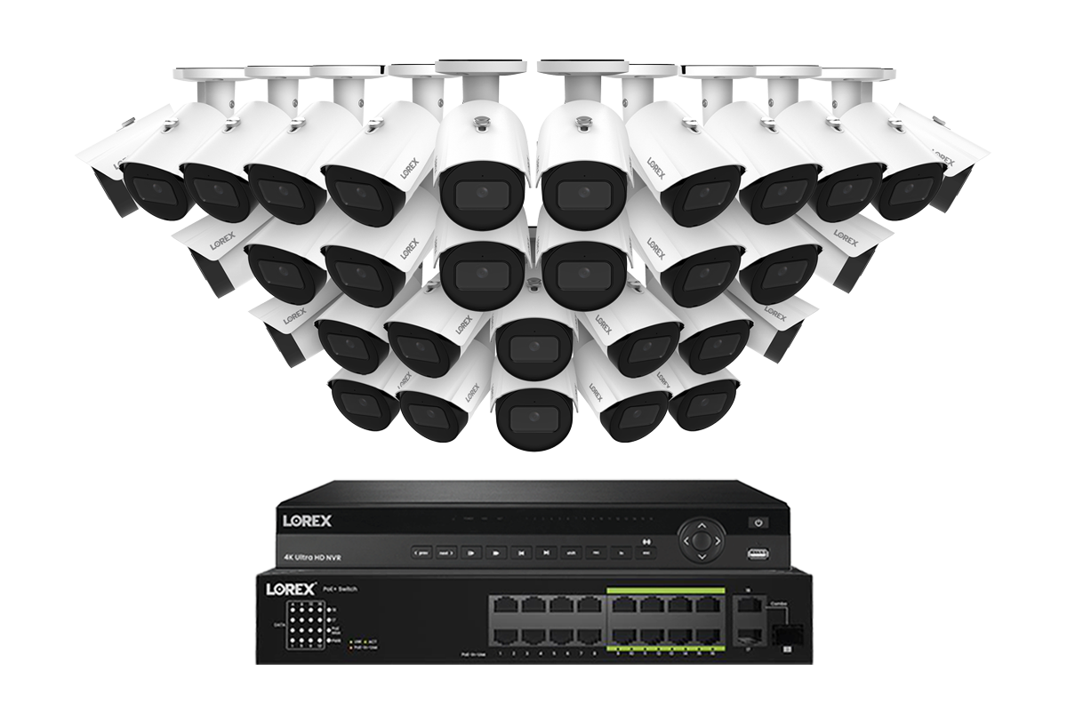 Lorex Elite Series 4K 32 Camera Capable 6TB Wired NVR System with 4MP (2K) A4 IP Bullet Cameras