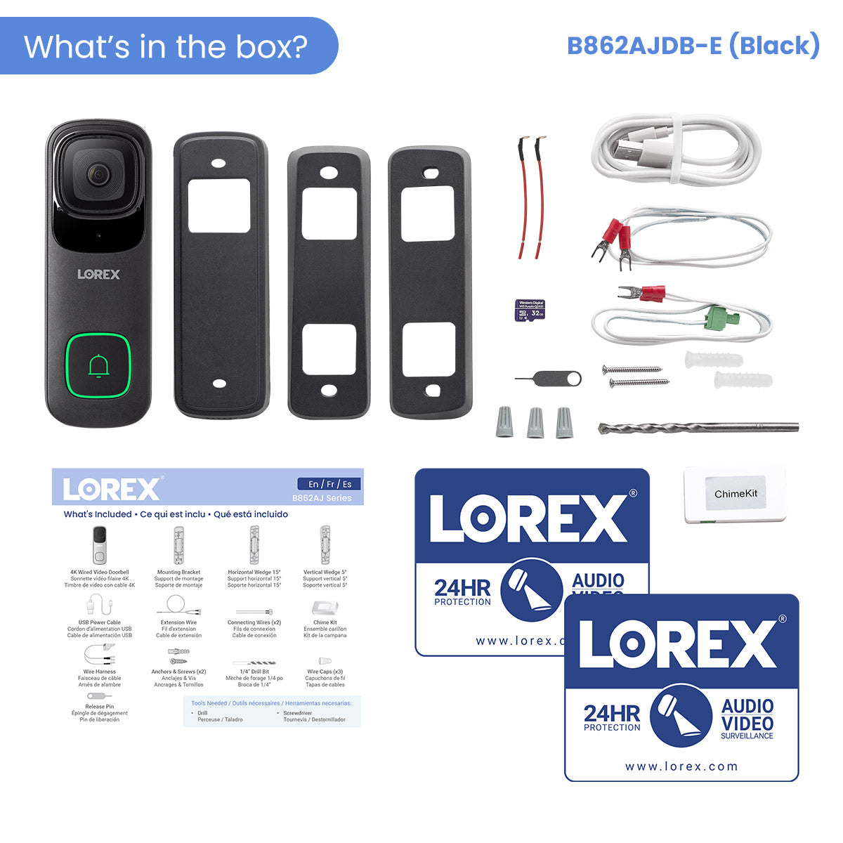 Lorex 4K Wi-Fi Video Doorbell (Wired, 32GB)