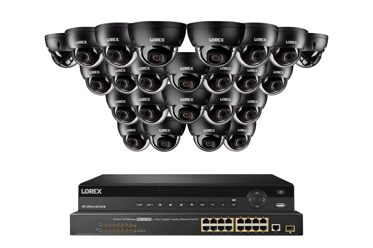 Lorex Elite Series 4K 32 Camera Capable 6TB Wired NVR System with 8MP (4K) A10 IP Dome Cameras