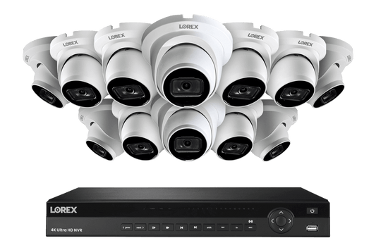 Lorex 4K (16 Camera Capable) 4TB Wired NVR System with Nocturnal 3 Smart IP Turret Cameras with Listen-In Audio and 30FPS