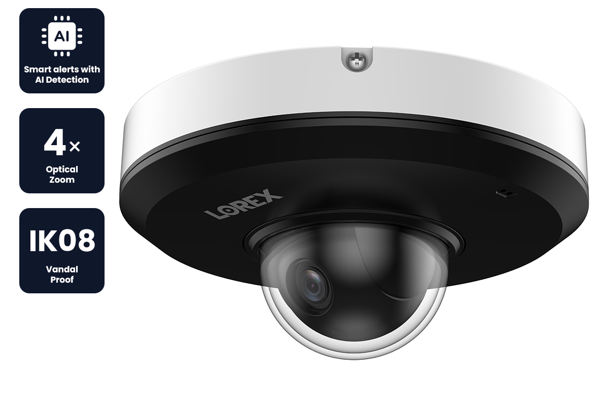 Lorex 2K (4MP) IP Wired PTZ Security Camera with AI Detection and 4x Optical Zoom