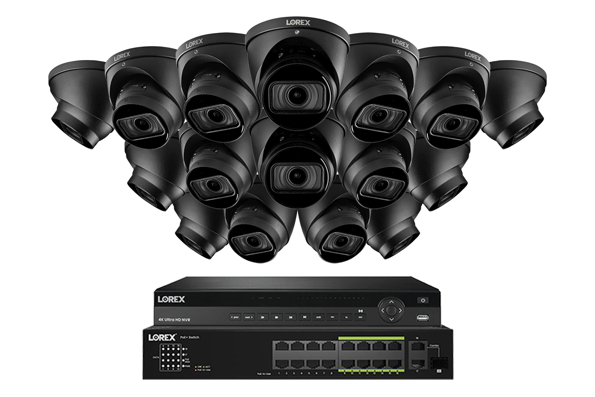 Lorex 4K (32 Camera Capable) 6TB Wired NVR System with Nocturnal 3 Smart IP Turret Cameras Featuring Motorized Varifocal Lens and 30FPS Recording