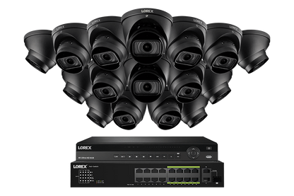 Lorex 4K (32 Camera Capable) 6TB Wired NVR System with Nocturnal 3 Smart IP Turret Cameras Featuring Motorized Varifocal Lens and 30FPS Recording