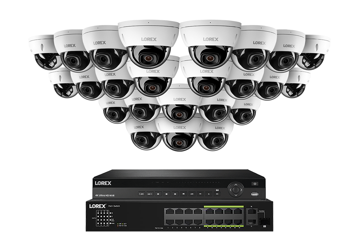 Lorex Elite Series 4K 32 Camera Capable 6TB Wired NVR System with 8MP (4K) A10 IP Dome Cameras