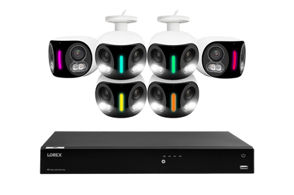 Lorex Fusion Series 4K 16 Camera Capable (Wired or Fusion Wi-Fi) 4TB Wired NVR System with H20 IP Dual Lens Cameras