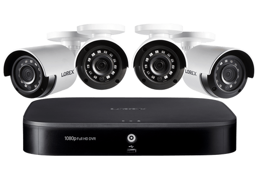 1080p HD 8-Channel Security System with 1080p HD Weatherproof Bullet Security Camera, Advanced Motion Detection and Smart Home Voice Control
