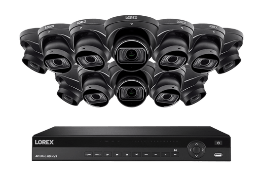 Lorex 4K (16 Camera Capable) 4TB Wired NVR System with Nocturnal 3 Smart IP Turret Cameras with Listen-in Audio and Motorized Varifocal Lenses