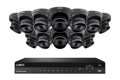 Lorex 4K (16 Camera Capable) 6TB Wired NVR System with Nocturnal 3 Smart IP Dome Cameras with Listen-in Audio and Motorized Varifocal Lenses