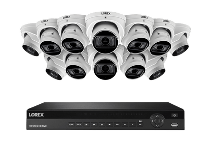 Lorex 4K (16 Camera Capable) 6TB Wired NVR System with Nocturnal 3 Smart IP Dome Cameras with Listen-in Audio and Motorized Varifocal Lenses