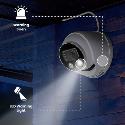 Lorex Fusion 4K+ 16 Channel (8 Wired + 8 Fusion Wi-Fi) 2TB NVR System with Four H13 Wired 4K IP Dome Cameras, One 2K Pan-Tilt Camera, and One 2K Indoor Wi-Fi Camera