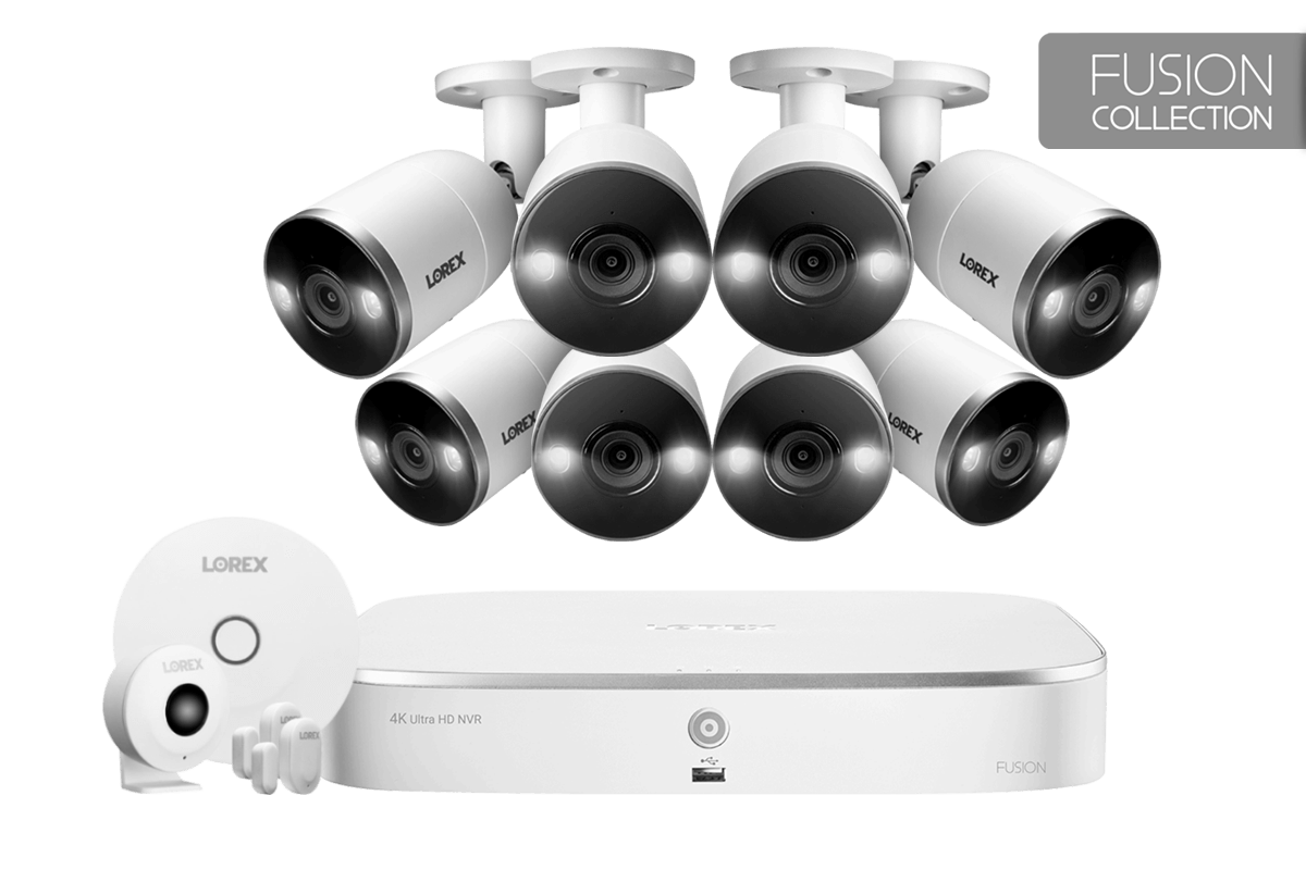 4K Ultra HD IP 8-Channel NVR System with 8 Smart Deterrence 4K 8MP IP Cameras and Smart Sensor Starter Kit