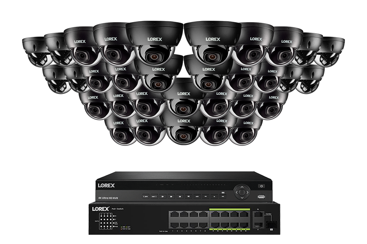 Lorex Elite Series 4K 32 Camera Capable 8TB Wired NVR System with 8MP (4K) A10 IP Dome Cameras