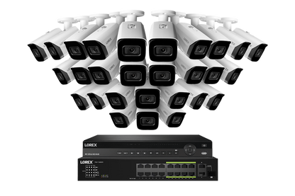 Lorex 4K (32 Camera Capable) 6TB Wired NVR System with Nocturnal 3 Smart IP Bullet Cameras Featuring Listen-In Audio and 30FPS Recording
