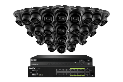 Lorex 4K (32 Camera Capable) 6TB Wired NVR System with Nocturnal 3 Smart IP Turret Cameras Featuring Listen-In Audio and 30FPS Recording