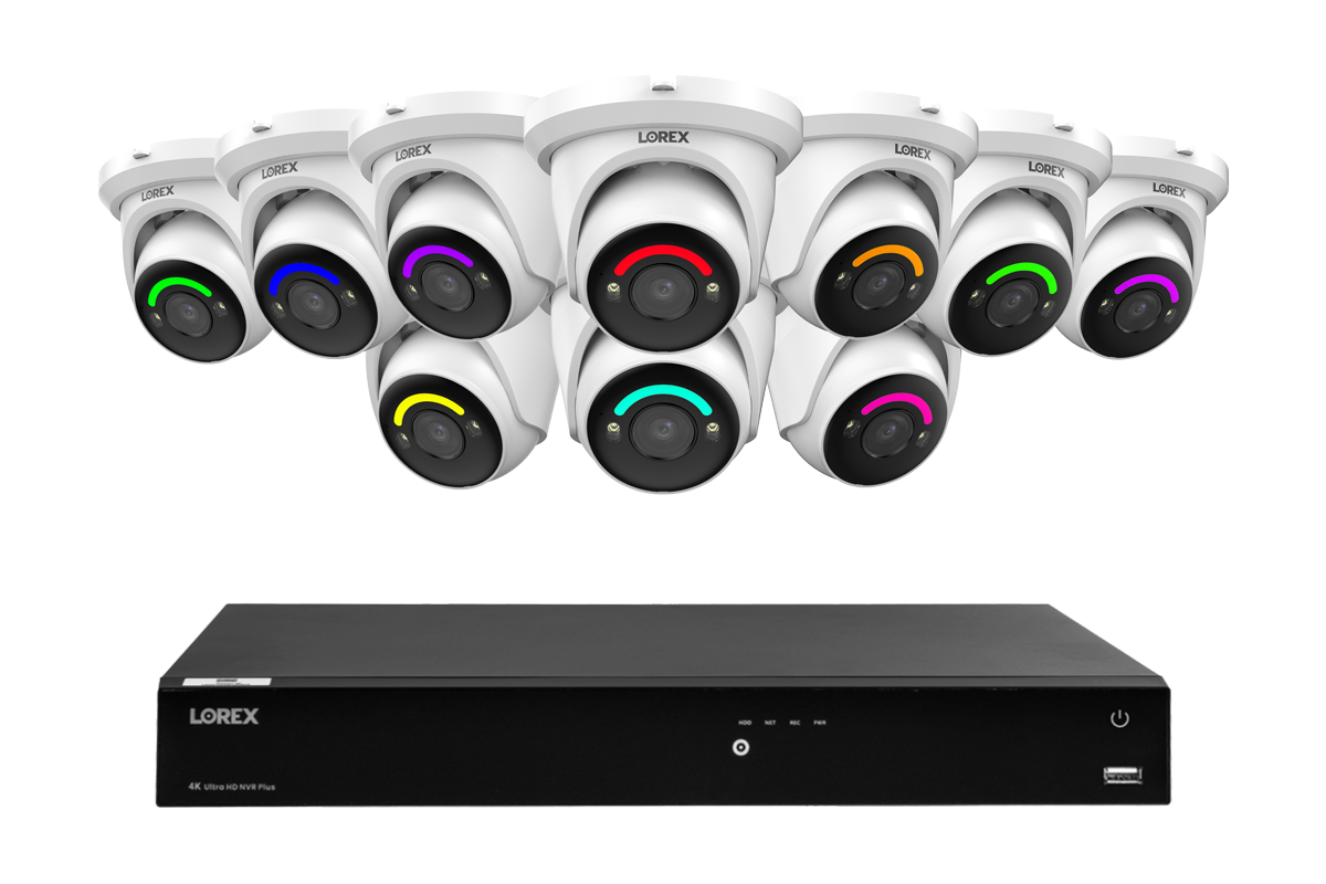 Lorex Fusion Series 4K 16 Camera Capable (Wired or Fusion Wi-Fi) 4TB Wired NVR System with H12 Wired 4K IP Dome Cameras