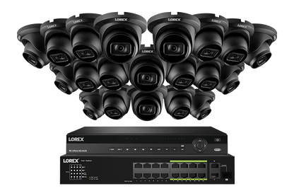 Lorex 4K (32 Camera Capable) 6TB Wired NVR System with Nocturnal 3 Smart IP Turret Cameras Featuring Listen-In Audio and 30FPS Recording