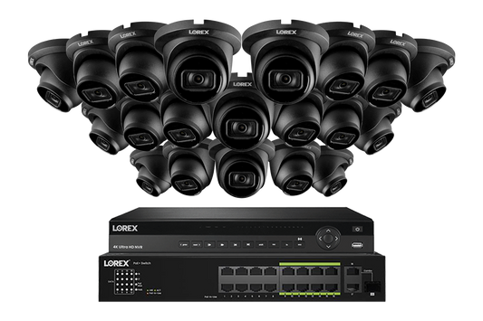 Lorex 4K (32 Camera Capable) 6TB Wired NVR System with Nocturnal 3 Smart IP Turret Cameras Featuring Listen-In Audio and 30FPS Recording