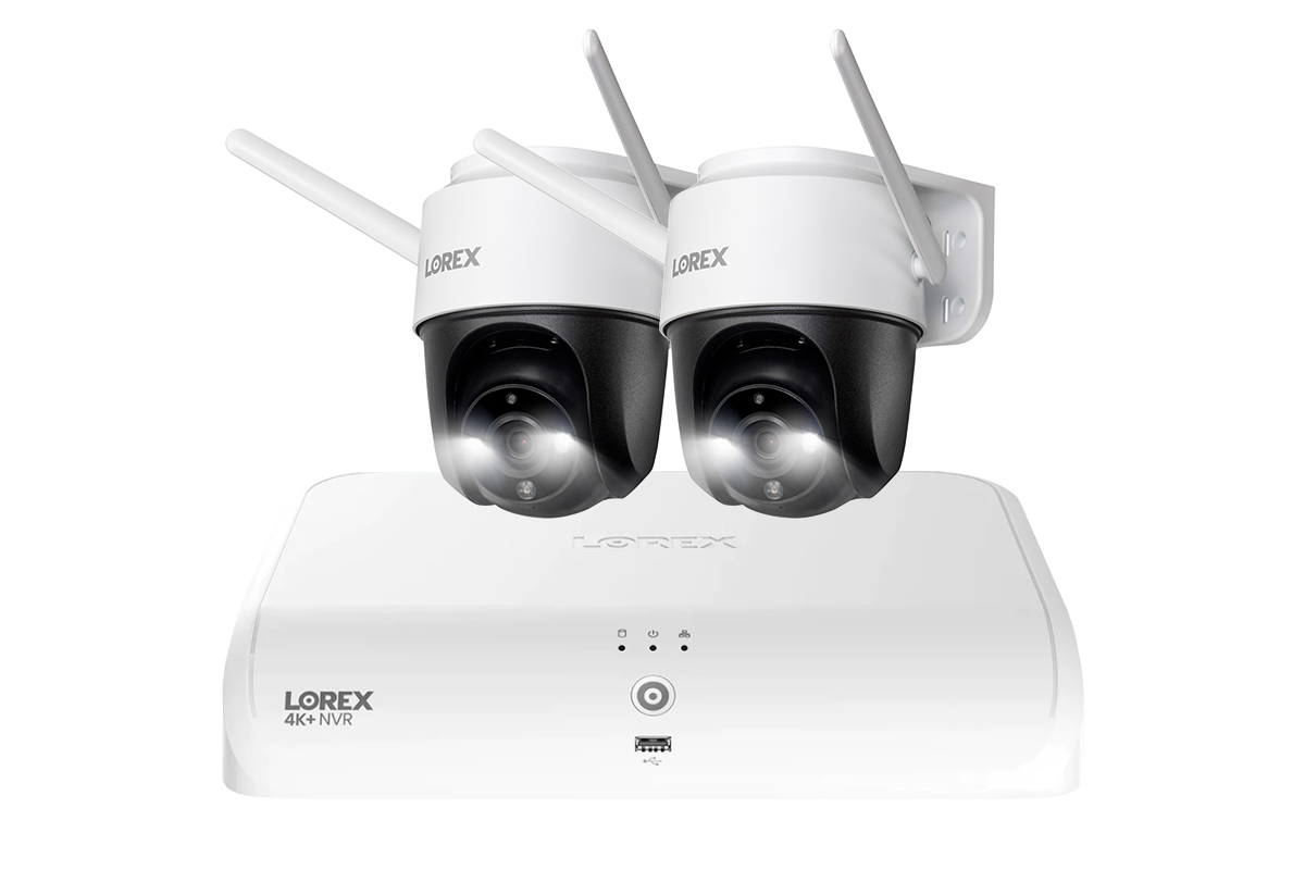 Lorex Fusion 4K+ 16 Channel (8 Wired + 8 Fusion Wi-Fi) 2TB NVR System with Two 2K Pan-Tilt Outdoor Wi-Fi Cameras