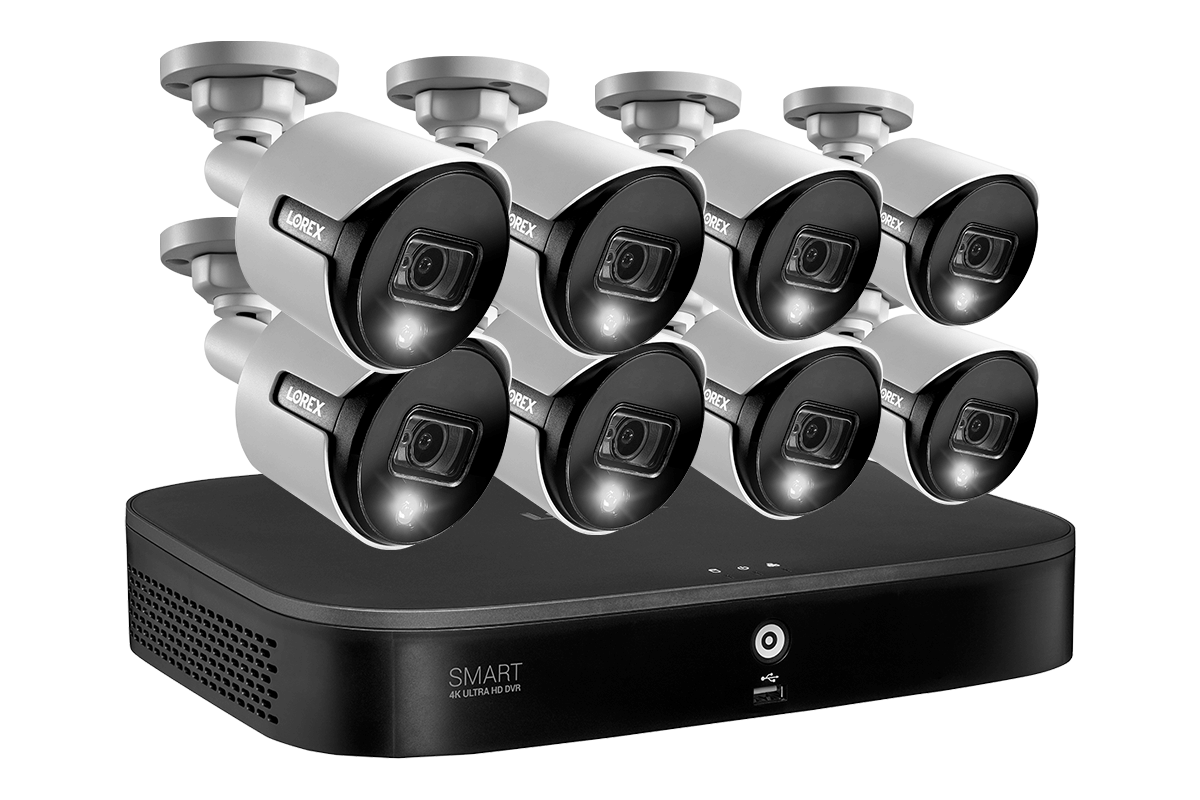 4K Ultra HD Security System with 16-Channel DVR and Eight 4K (8MP) Active Deterrence Cameras featuring Smart Motion Detection and Smart Home Voice Control