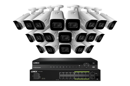 Lorex 4K (32 Camera Capable) 6TB Wired NVR System with Nocturnal 3 Smart IP Bullet Cameras Featuring Listen-In Audio and 30FPS Recording