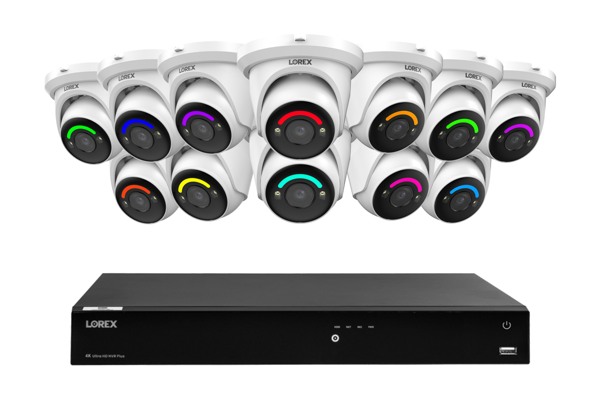 Lorex Fusion Series 4K 16 Camera Capable (Wired or Fusion Wi-Fi) 6TB Wired NVR System with H12 Wired 4K IP Dome Cameras