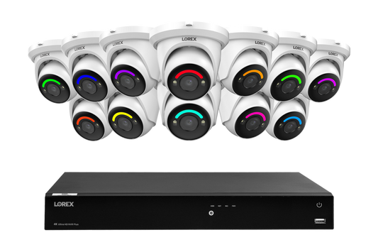 Lorex Fusion Series 4K 16 Camera Capable (Wired or Fusion Wi-Fi) 6TB Wired NVR System with H12 Wired 4K IP Dome Cameras