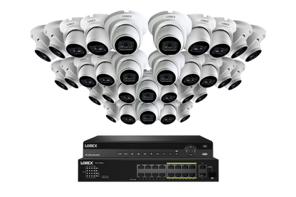 Lorex 4K (32 Camera Capable) 6TB Wired NVR System with Nocturnal 3 Smart IP Turret Cameras Featuring Listen-In Audio and 30FPS Recording