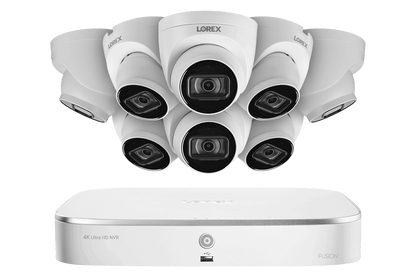 8-Channel Fusion NVR System with 4K (8MP) IP Dome Cameras with Listen-In Audio