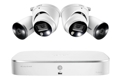 8-Channel Fusion NVR System with Dome and Bullet Smart Deterrence 4K IP Cameras