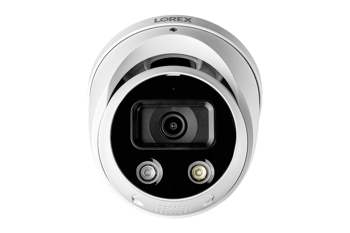 8-Channel NVR Fusion System with Six 4K Smart Deterrence IP Dome Security Cameras, 2K Wi-Fi Video Doorbell, Wi-Fi Floodlight Camera and Smart Sensor Starter Kit