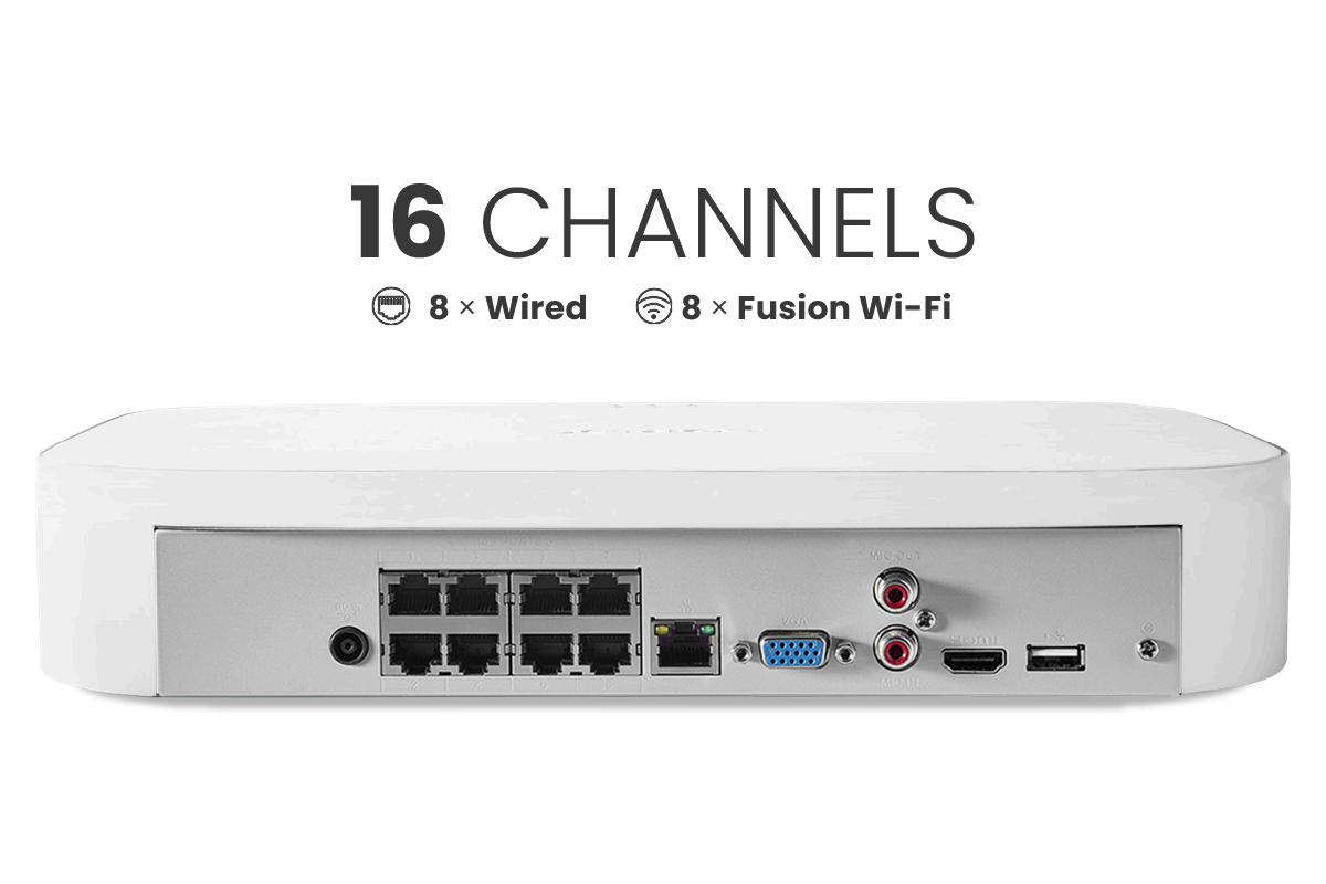Lorex Fusion NVR with IP Dome and Bullet Cameras - 4K 16-Channel 2TB Wired System