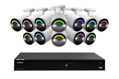 Lorex Fusion Series 4K 16 Camera Capable (Wired or Fusion Wi-Fi) 4TB Wired NVR System with H12 Wired 4K IP Bullet Cameras