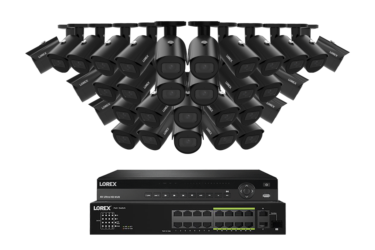 Lorex Elite Series 4K 32 Camera Capable 8TB Wired NVR System with 4MP (2K) A4 IP Bullet Cameras
