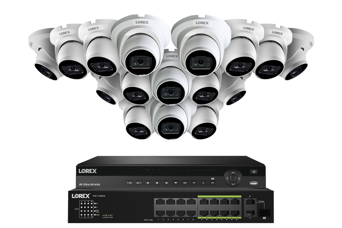 Lorex Elite Series 4K 32 Camera Capable 8TB Wired NVR System with A14 IP Dome Cameras