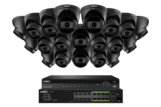 Lorex 4K (32 Camera Capable) 6TB Wired NVR System with Nocturnal 3 Smart IP Turret Cameras Featuring Motorized Varifocal Lens and 30FPS Recording