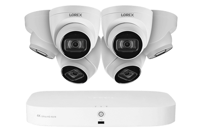8-Channel Fusion NVR System with 4K (8MP) IP Dome Cameras with Listen-In Audio