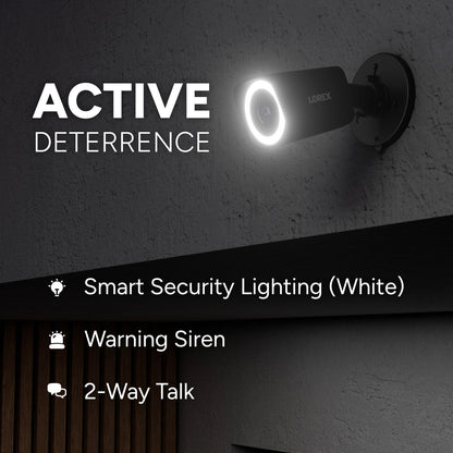 Lorex Connect V3 4K Wired PoE Bullet Camera with Smart Security Lighting - White/Black
