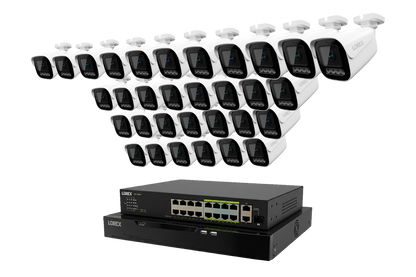 Lorex Connect X Series 4K 32-Channel Wired NVR System with X3 Bullet Security Cameras - 8TB