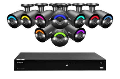 Lorex Fusion Series 4K 16 Camera Capable (Wired or Fusion Wi-Fi) 6TB Wired NVR System with H12 Wired 4K IP Bullet Cameras