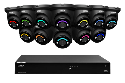 Lorex Fusion Series 4K 16 Camera Capable (Wired or Fusion Wi-Fi) 4TB Wired NVR System with H12 Wired 4K IP Turret Cameras