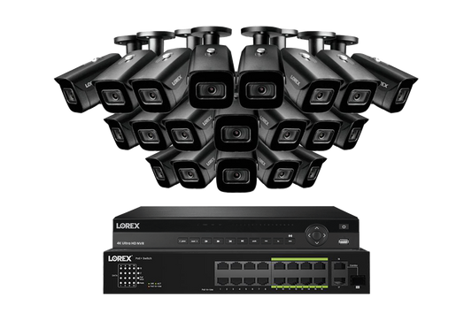 Lorex 4K (32 Camera Capable) 6TB Wired NVR System with Nocturnal 3 Smart IP Bullet Cameras Featuring Listen-In Audio and 30FPS Recording