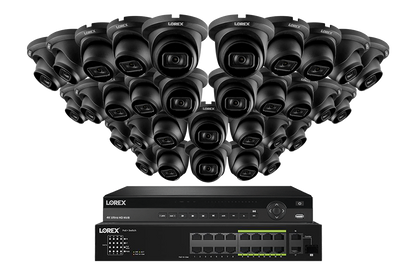Lorex 4K (32 Camera Capable) 6TB Wired NVR System with Nocturnal 3 Smart IP Turret Cameras Featuring Listen-In Audio and 30FPS Recording