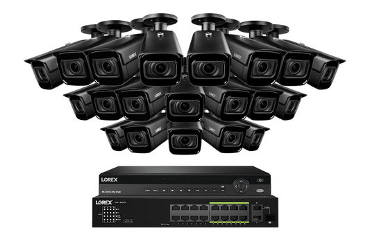 Lorex 4K (32 Camera Capable) 6TB Wired NVR System with Nocturnal 3 Smart IP Bullet Cameras Featuring Motorized Varifocal Lens and 30FPS Recording
