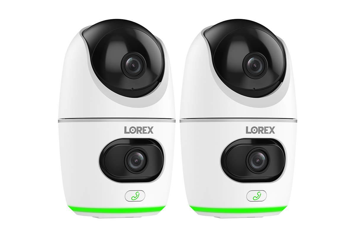 Lorex 2K Dual Lens Indoor Pan-Tilt Wi-Fi Security Camera (2-pack, 32GB)