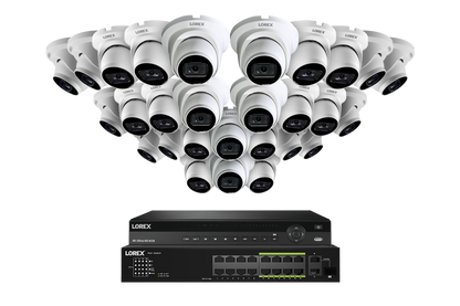 Lorex 4K (32 Camera Capable) 6TB Wired NVR System with Nocturnal 3 Smart IP Turret Cameras Featuring Listen-In Audio and 30FPS Recording