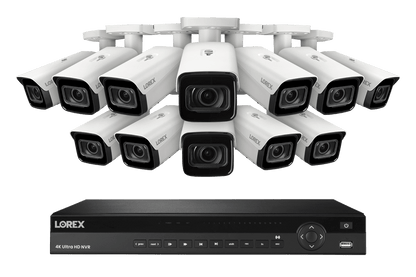 Lorex 4K (16 Camera Capable) 4TB Wired NVR System with Nocturnal 3 Smart IP Bullet Cameras with Motorized Varifocal Lens