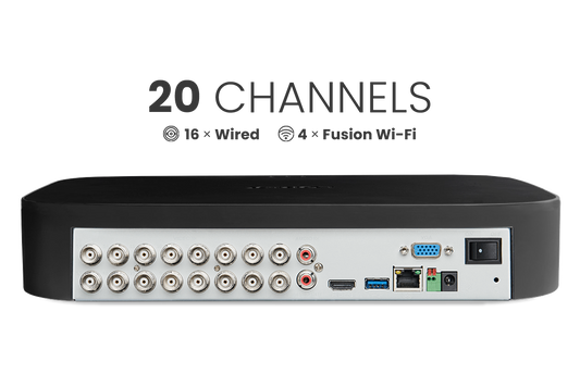 Lorex Classic Fusion 4K 20-Channel (16 Wired + 4 Wi-Fi) 1TB Wired DVR System with Active Deterrence Bullet Cameras