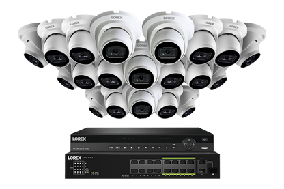 Lorex 4K (32 Camera Capable) 6TB Wired NVR System with Nocturnal 3 Smart IP Turret Cameras Featuring Listen-In Audio and 30FPS Recording