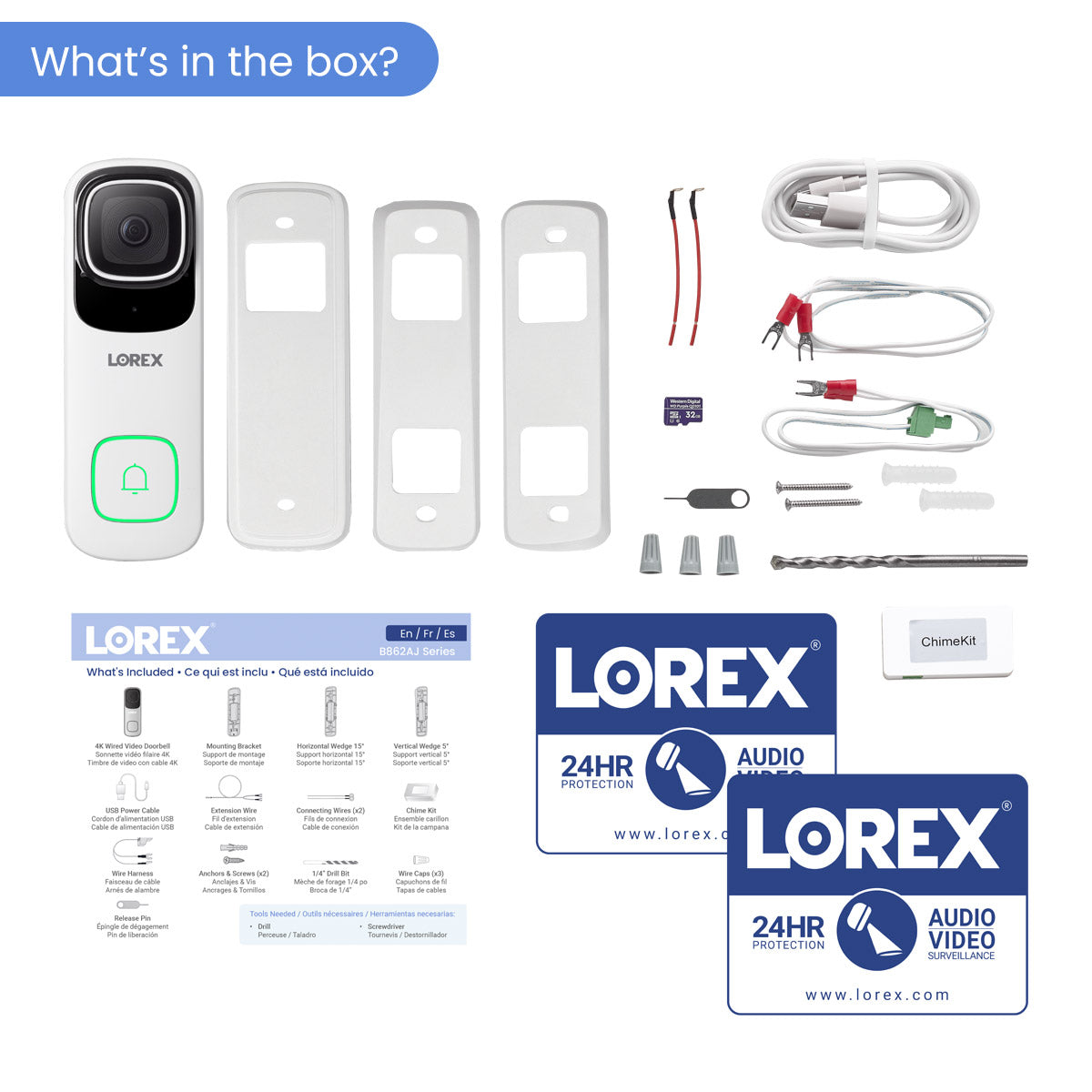 Lorex 4K Wi-Fi Video Doorbell (Wired, 32GB)