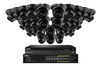 Lorex 4K (32 Camera Capable) 6TB Wired NVR System with Nocturnal 3 Smart IP Turret Cameras Featuring Listen-In Audio and 30FPS Recording